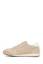 Women's Beige Lace-Up Suede Leather Sneaker 26Pfd420410 - 3