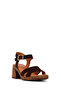 Women's Brown Ankle Buckle Thick Heeled Suede Leather Sandals 26Sfd362210 - 8