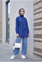 Wide Leg Jeans with Elastic Waist and Pockets - Ice Blue - 5