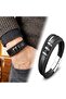 Genuine Leather and 316L Multi-Steel Men's Bracelet - 21 cm