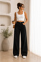 Black Denim Palazzo Jean High Waist Wide Leg Women's Trousers Comfortable Fit