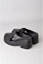 Seç 880016 Genuine Leather Platform Heel Women's Slippers (Heel Height:7Cm) Black - 7