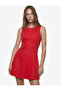 Cotton Slim Fit Crew Neck Zipper Sleeveless Mini Denim Dress - 3