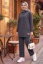 Double Pocket Hooded Two-Piece Set 1668 - Anthracite - 2