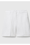 Women's White Cotton Blend Buttoned Front Regular Fit Bermuda Shorts - 2