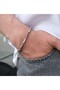 Gs Striped Stainless Steel Adjustable Unisex Chain Bracelet with Extension Chain Silver Color - 2
