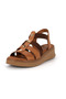 Women's Genuine Leather, Sandal Shoes / Wedge High Sole / 2026 Summer Collection / Tan Color / D26Ys-2820-B - 3