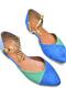 Cobalt Blue/Water Green Suede Chain Detailed Women's Ballerinas P726054502 - 5