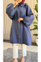 6349 - Stylish Comfortable Zippered Pocket Balloon Sleeve Baby Collar Long Hat - 5