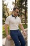 Men's Polo Neck Summer Modern Textured Knitwear T-Shirt - 5