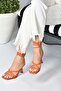 Orange Ankle Strap Women's Heeled Shoes K404070209 - 3