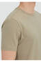 Camel Hair Straight Crew Neck Cotton Blend T-Shirt - 4