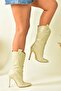 Beige Crocodile Print High Thin Heeled Women's Boots N372677511 - 3