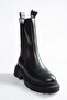 V652549009 Black Thick Soled Women's Boots with Rubber Detail - 5