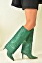 Green Thin Heeled Women's Boots N572570009 - 3