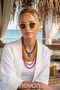 Zra Model Marin Summer Collection Premium Cactus Detail Ceramic and Glass Beads Multiple Charm 4-Piece Necklace Set - 2