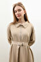 Wide Neckline Belted Dress Dark Stone - 7