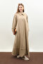 Wide Neckline Belted Dress Dark Stone - 2