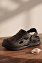 Terra Strata: Men's Double Sole Black Comfort Clog Men's Slippers - Sport Sandals with Buckle Back Strap - 7