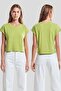 Basic Crew Neck Women's T-Shirt with Folded Sleeves - 4