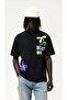 Crew Neck Heart's Out Printed Black Oversize Men's T-shirt - 2