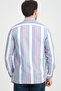 Men's Blue White Shirt Striped Long Sleeve Pocketless Oxford Fabric Wide Cut - 5
