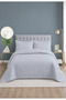 Milena Double Bedspread Set 260X240Cm - 100% Polyester Modern with Flounces and 2 Pillows - Gray