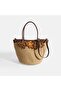 Women's Brown Orange Floral Detailed Straw Shoulder Bag