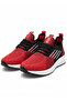 Lace-Up Knit Unisex Sneakers-Red Black - 4