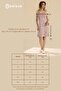 Women's Viscose Floral Patterned Thick Strap Home Dress 9300 Powder - 5