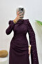 Zerina Stone-Studded Cape Crepe Fabric Hijab Evening Dress - 2