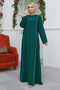 فستان برباط جانبي - زمردي - 3