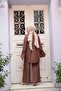 Buttoned Brown Hijab Double Set 30451Kh - 4