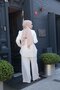 White Hijab Double Set with Stripe Detail 32336B - 4