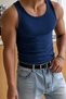 Men's Sportsman Singlet Halter Neck Stretch Fabric Cotton Royal Blue Singlet