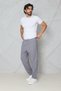 Men's Gray Jogger Pants with Elastic Waist and Laces, 100% Cotton Linen, Baggy, Comfortable, Casual Trousers