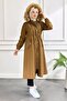 Hooded Zipper Coat Brown 10349 - 4