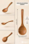 1 Piece 26 cm Varnished Natural Bamboo Curved Large Spoon – Perforated, Ergonomic, Non-Slip Wooden Spoon - 3