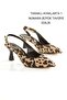 Leopar Pointed Toe Open Back Large Buckle 5cm Goblet Heel New Season - 2