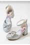 Girls' Princess Silver Color Short Heeled Evening Dress Shoes - 3