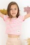 Girls' T-shirt with Shoulder Detail, Belt, Sizes 9-14 Years, Pink - 3