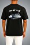 Oversize Tcg Ayvalık between the Waves Themed Unisex T-Shirt with Pocket and Back Print - 2