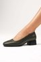 Mona Oil Green Color Blunt Toe Thick Sole Women's Short Heeled Shoes - 2