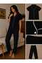 Women's Pajama Set Black Short Sleeves Cotton Soft Textured - 2