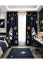 Planets Galaxy Space Themed Double Winged Children's Room Background Curtain - 3