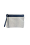 Asia Canvas Striped Women's Portfolio & Clutch Handbag Navy Blue - 3