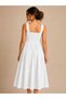 New Season Women's Strappy Square Neckline Elastic Waist Pocketed Comfortable Fit Midi Dress - 2