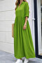Women's Three Quarter Sleeves V-Neck Slit Long Aerobin Dress - 2