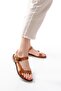 Zri̇n-090 Premium Tan Genuine Leather Women's Sandals - 6
