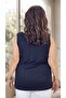 Stone Embellished Detail Circular Neckline Japanese Sleeves (Sleeveless) 2Nd Thread Fabric Extra Large Size Blouse - 4